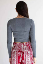 Long Sleeve V-Neck Crop Top