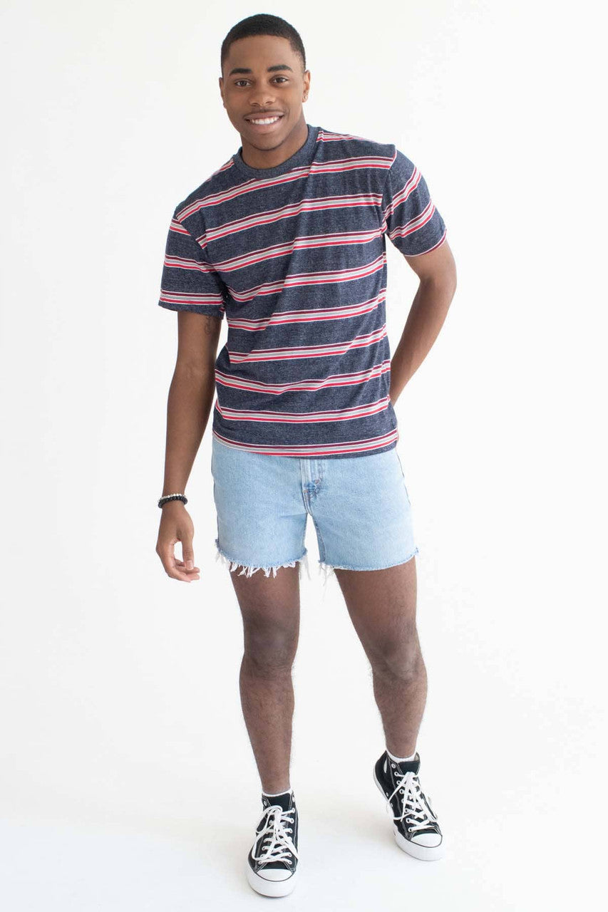 Marled Navy Striped T-Shirt