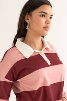 Maroon Cropped Rugby Polo