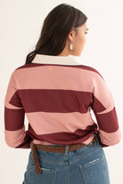 Maroon Cropped Rugby Polo