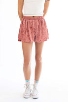Marsala Crushed Velvet Shorts