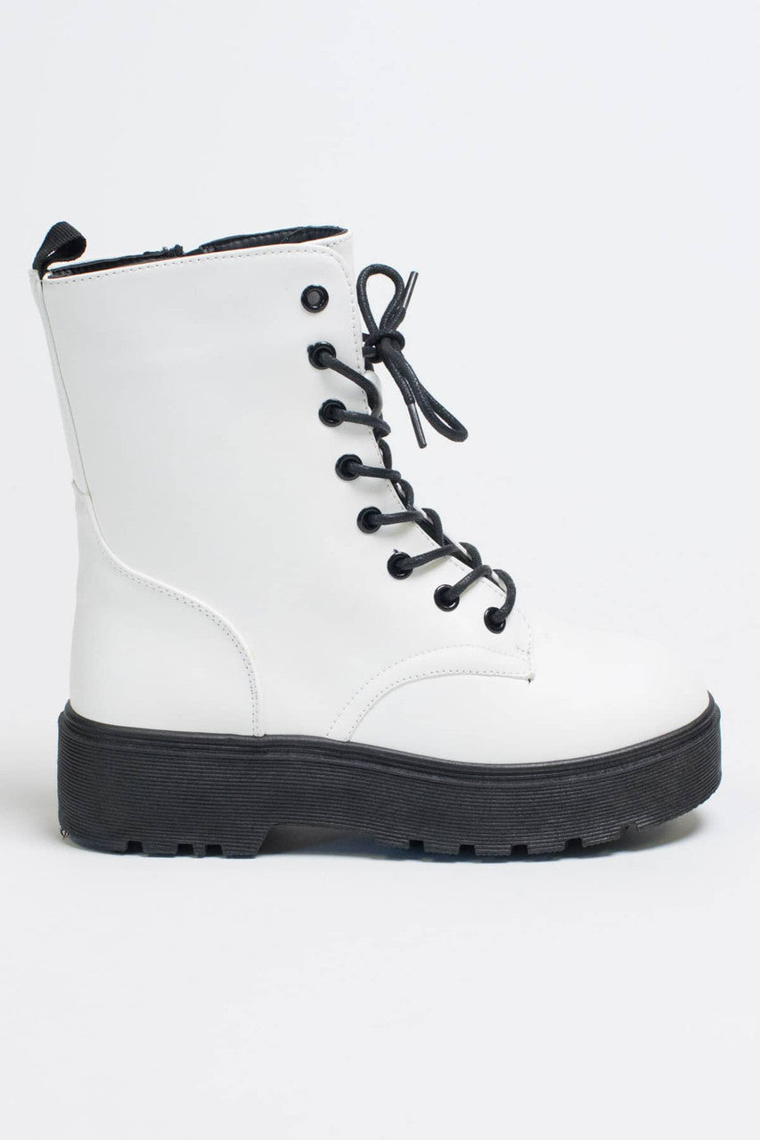 White Matte Platform Boots
