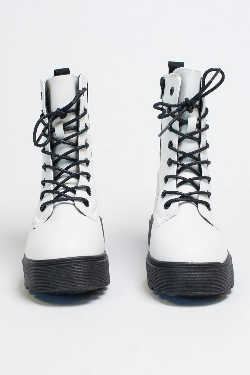 White Matte Platform Boots