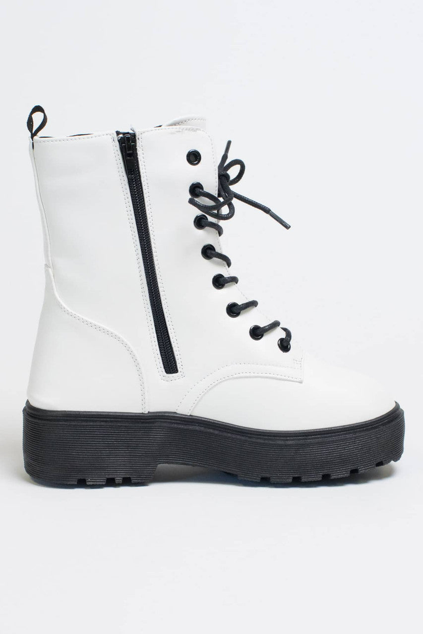 White Matte Platform Boots