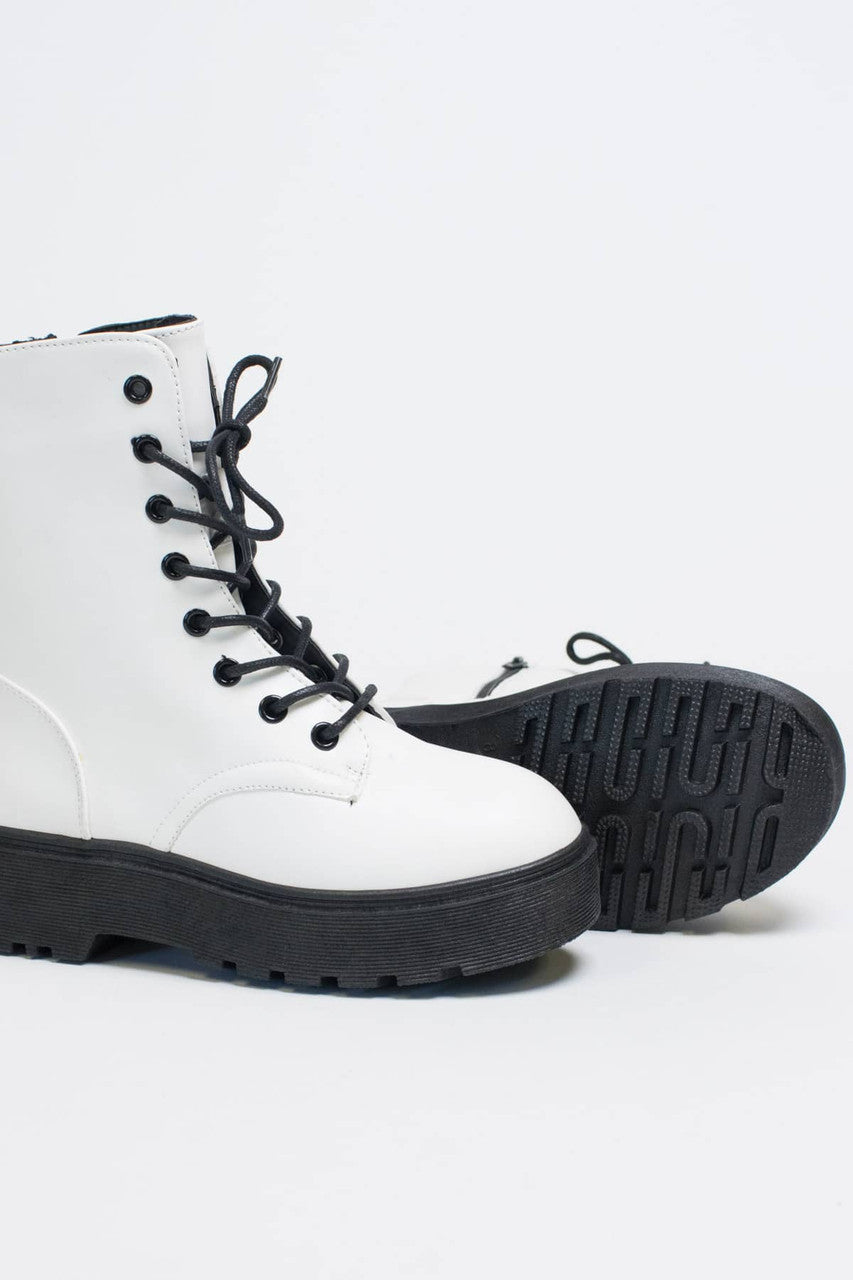 White Matte Platform Boots
