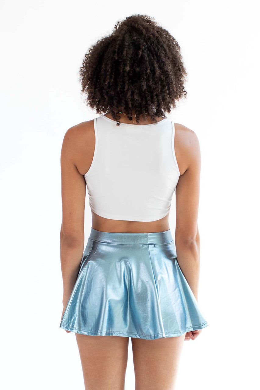 Matte White Racer Crop Tank