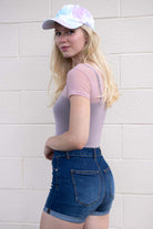 Mauve Mesh Crew Neck Bodysuit