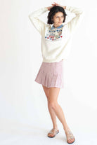 Mauve Plaid Hidden Short Pleated Skirt