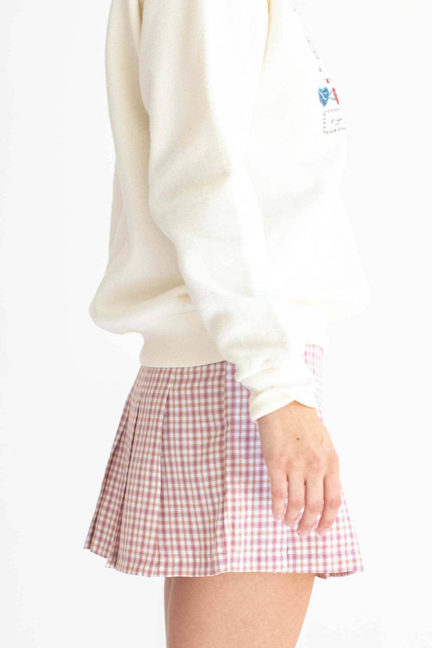 Mauve Plaid Hidden Short Pleated Skirt