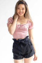 Mauve Satin Princess Top