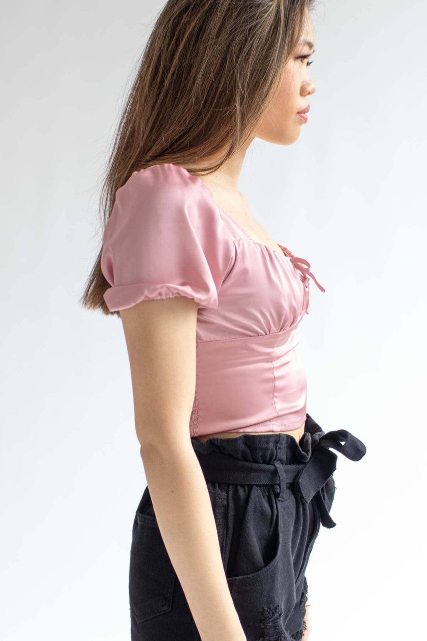 Mauve Satin Princess Top