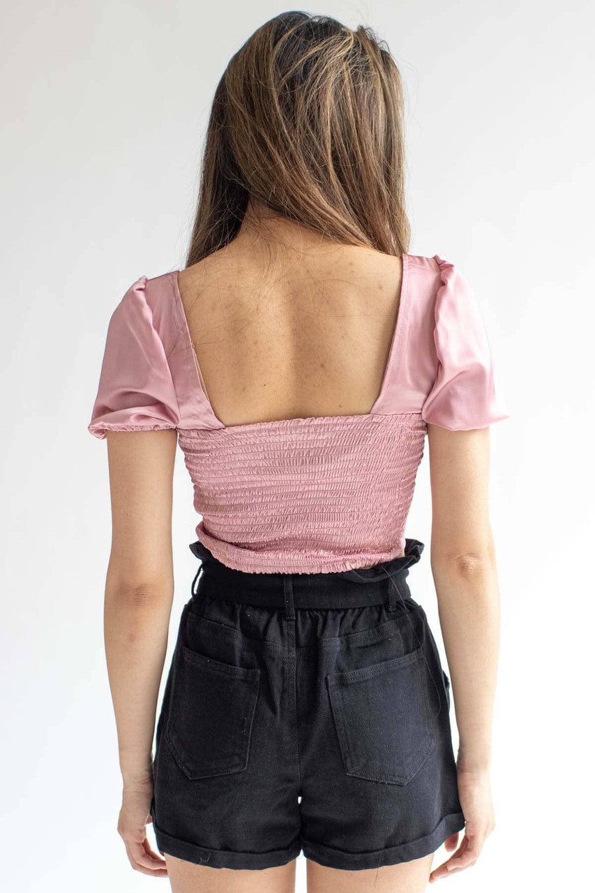 Mauve Satin Princess Top