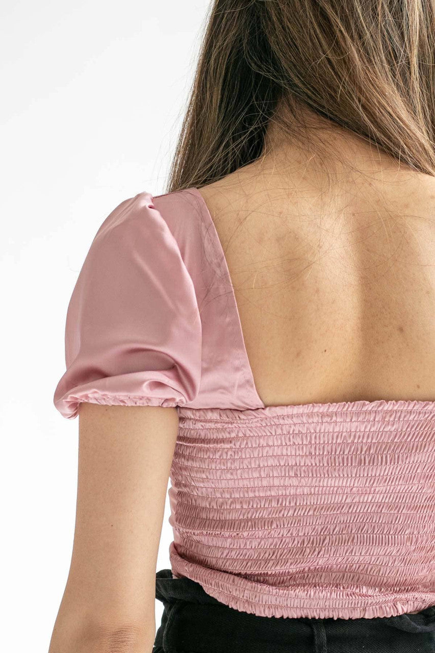 Mauve Satin Princess Top