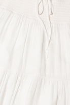 White Smocked Waist Maxi Skirt