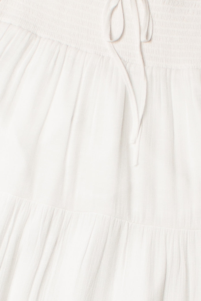 White Smocked Waist Maxi Skirt