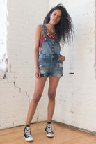 Medium Wash Overall Shorts