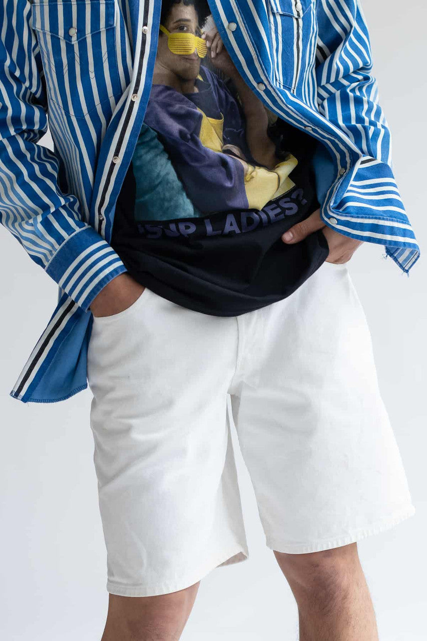 White Button Front Denim Shorts (sz. 32)