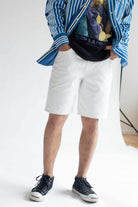 White Button Front Denim Shorts (sz. 32)