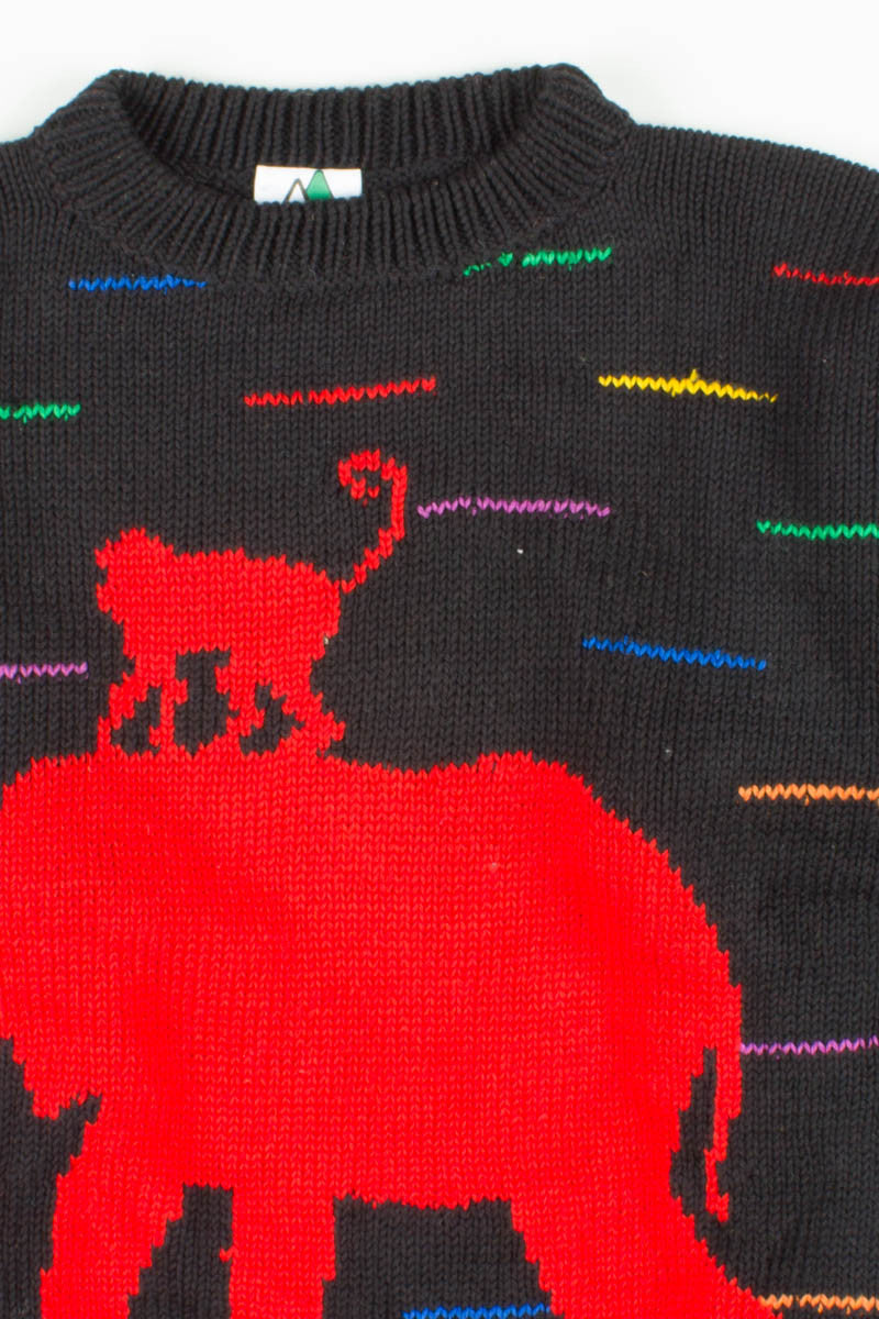 Monkey Riding an Elephant Sweater