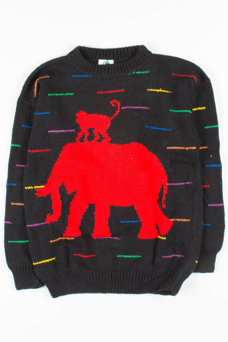 Monkey Riding an Elephant Sweater