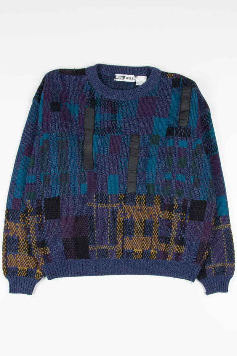 Vintage Leather Detail 80s Sweater 3330
