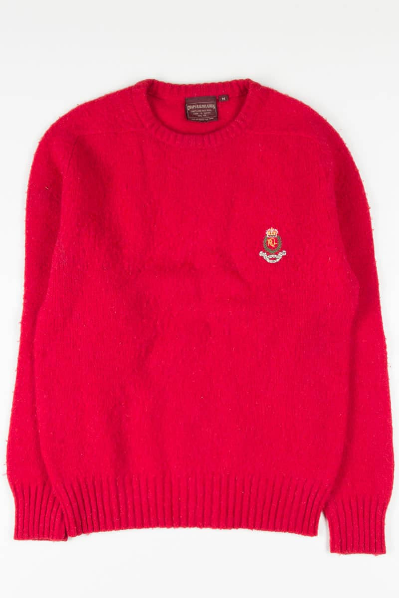 Red Wool Chaps Ralph Lauren Sweater 3395