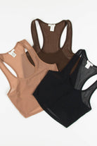 Brown Mesh Cropped Tank