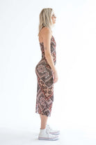 Mesh Dark Patchwork Maxi Dress