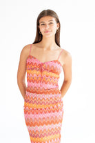 Mesh Flame Stitch Midi Dress