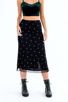 Mesh Lined Floral Midi Skirt