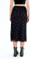 Mesh Lined Floral Midi Skirt