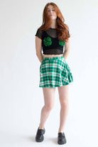 Sequin Shamrock Black Mesh Tee