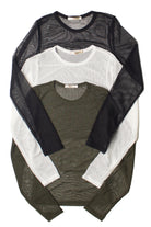 Mesh Crew Neck Long Sleeve Top