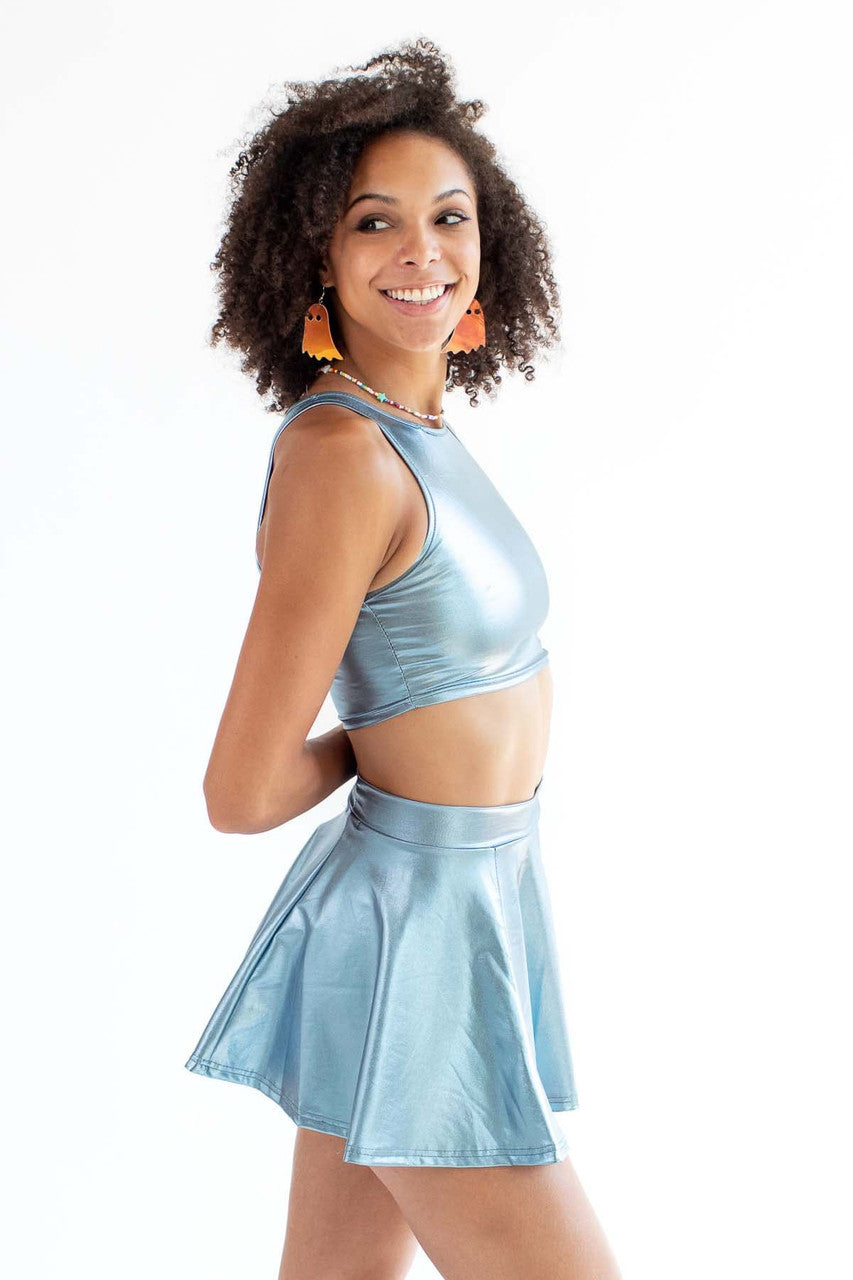 Metallic Blue Racer Crop Tank