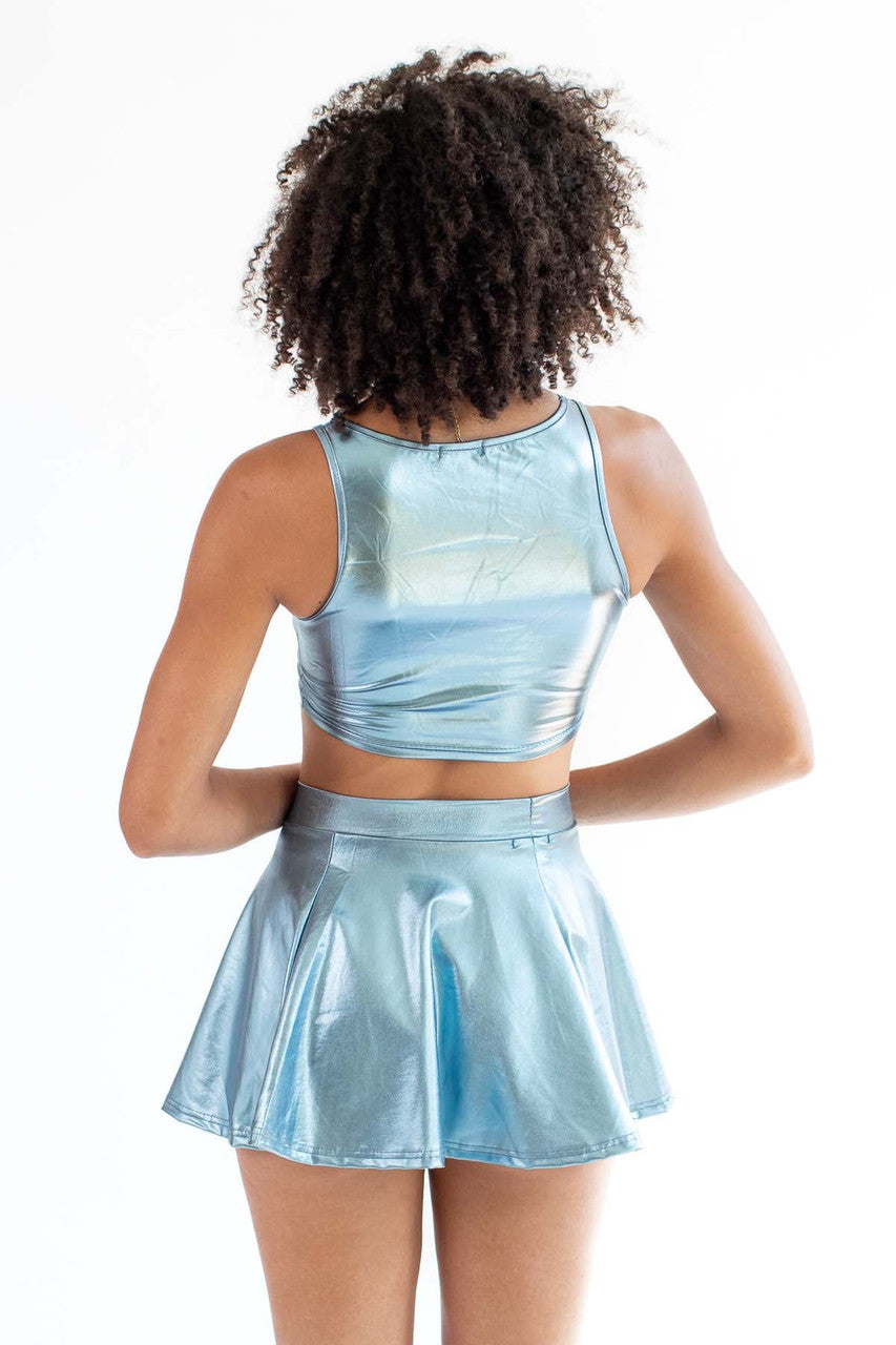Metallic Blue Racer Crop Tank