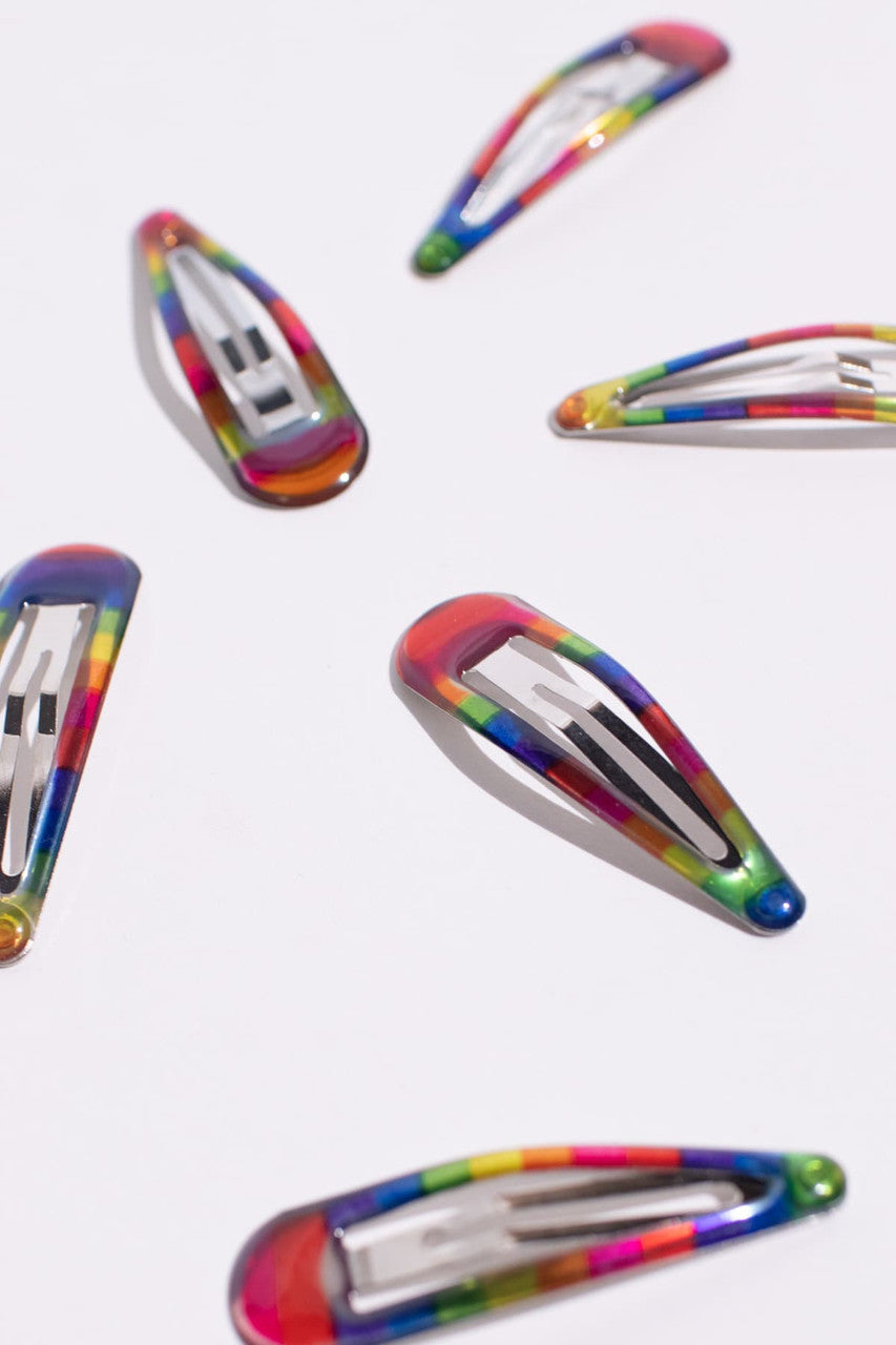 Metallic Rainbow Hair Clip Set