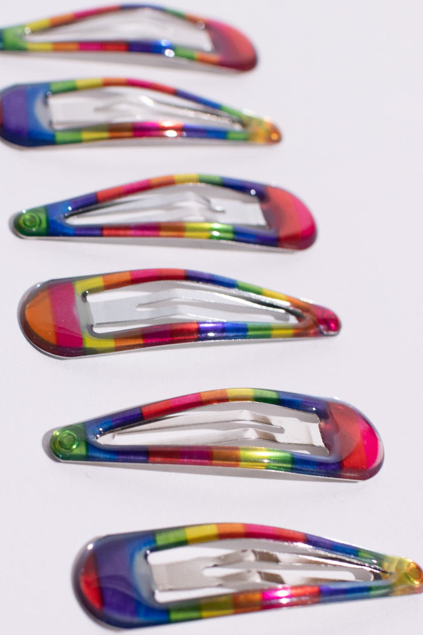 Metallic Rainbow Hair Clip Set