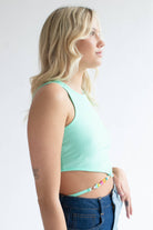 Mint Beaded Wrap Waist Crop Tank