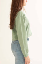 Mint Green Cropped Polo Sweatshirt