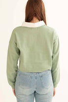 Mint Green Cropped Polo Sweatshirt