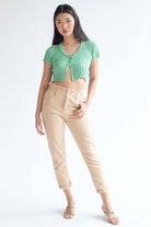 Mint Ribbed Short Sleeve Cardigan