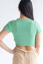 Mint Ribbed Short Sleeve Cardigan
