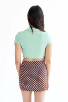 Mint Ribbed Short Sleeve Polo Cardigan
