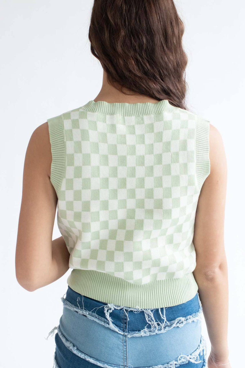 Moss Green Checkered Sweater Vest – Ragstock