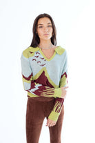 Iced Aqua Landscape Sweater
