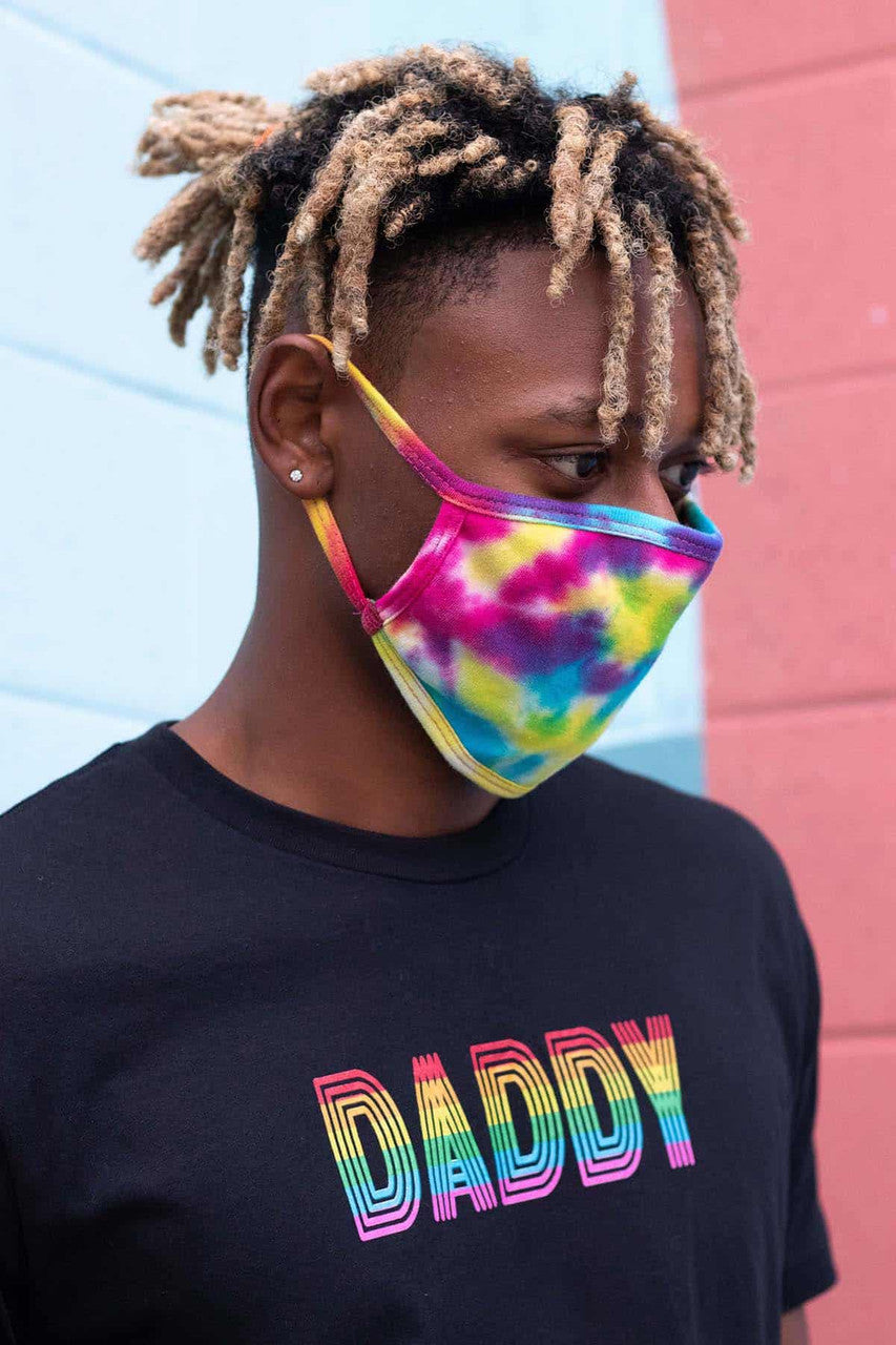 Multi Rainbow Tie Dye Face Mask