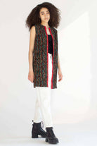 Multicolor Embroidered Long Vest