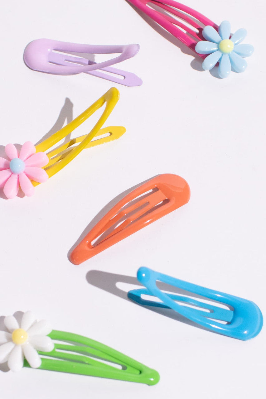 Multicolored Flower Hair Clip Set