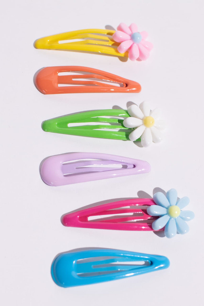 Multicolored Flower Hair Clip Set