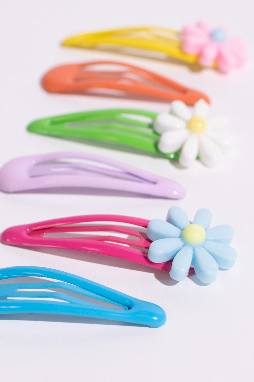Multicolored Flower Hair Clip Set
